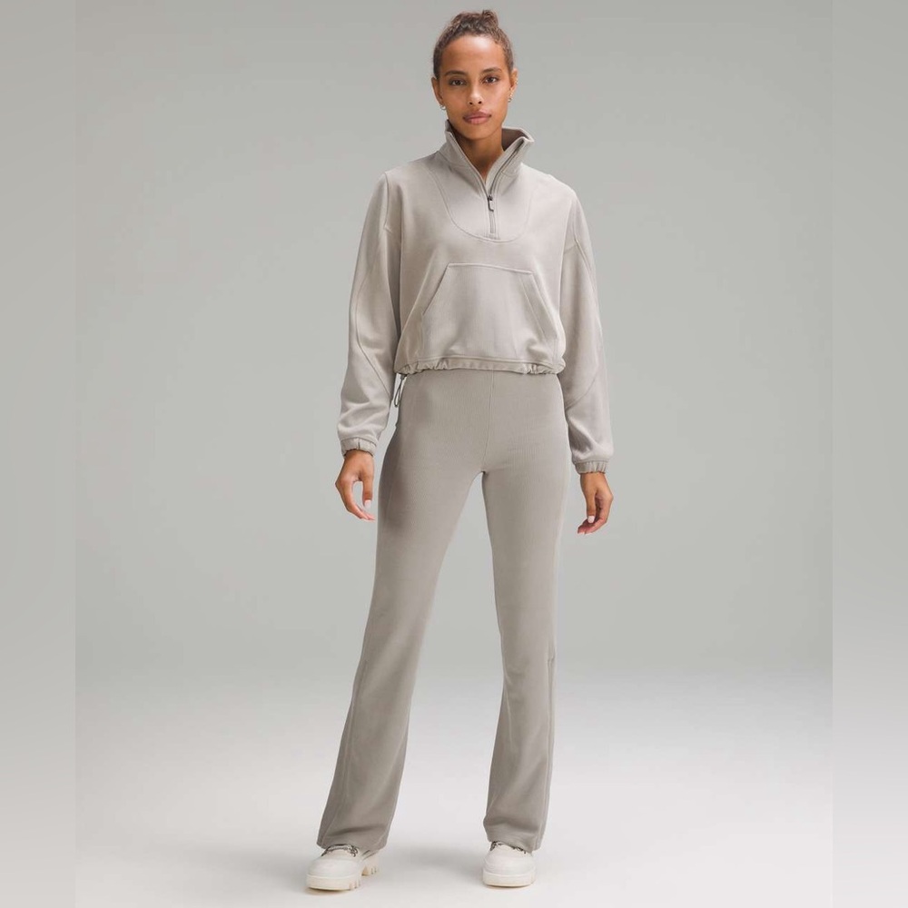 Lululemon•Brushed Softstreme Ribbed Half Zip•Riverstone Taupe•FLAWLESS• 10 - Picture 2 of 16